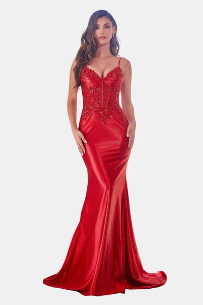 Mela - Satin Mermaid Dress with Beaded Bodice