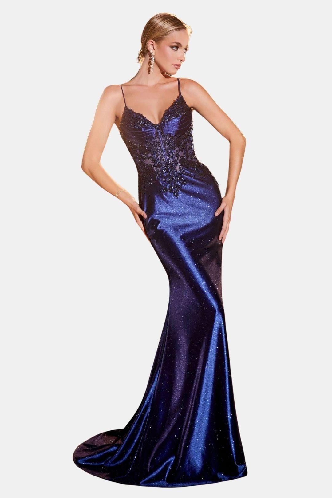 Mela - Satin Mermaid Dress with Beaded Bodice