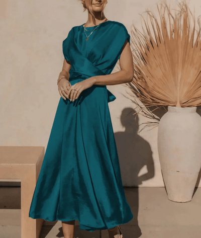 Meloria – Elegant Cap Sleeve Midi Dress