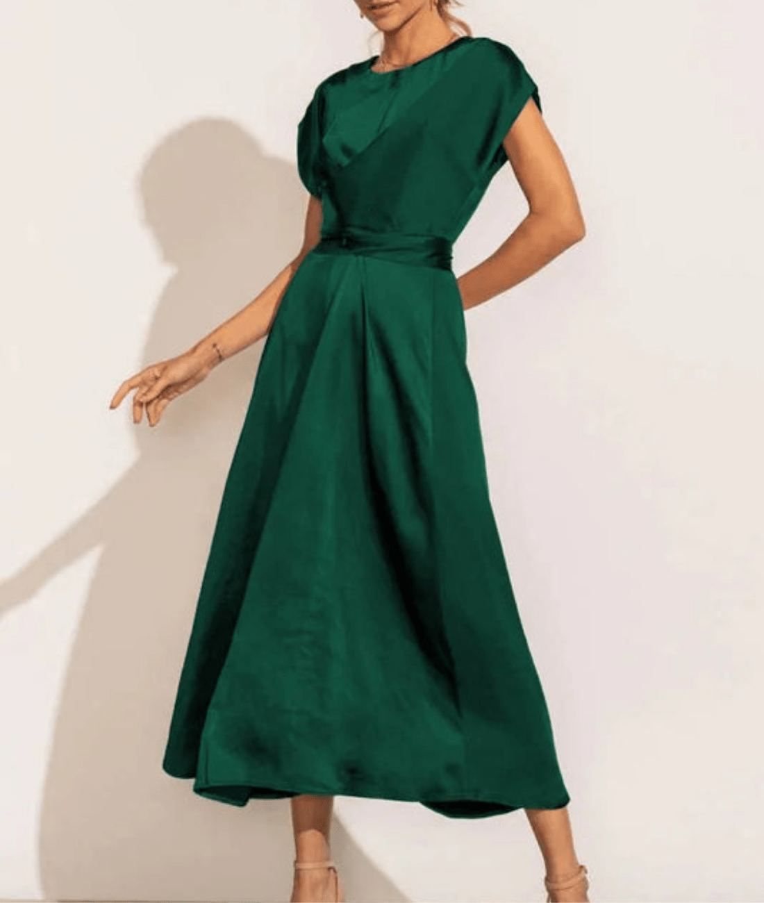 Meloria – Elegant Cap Sleeve Midi Dress