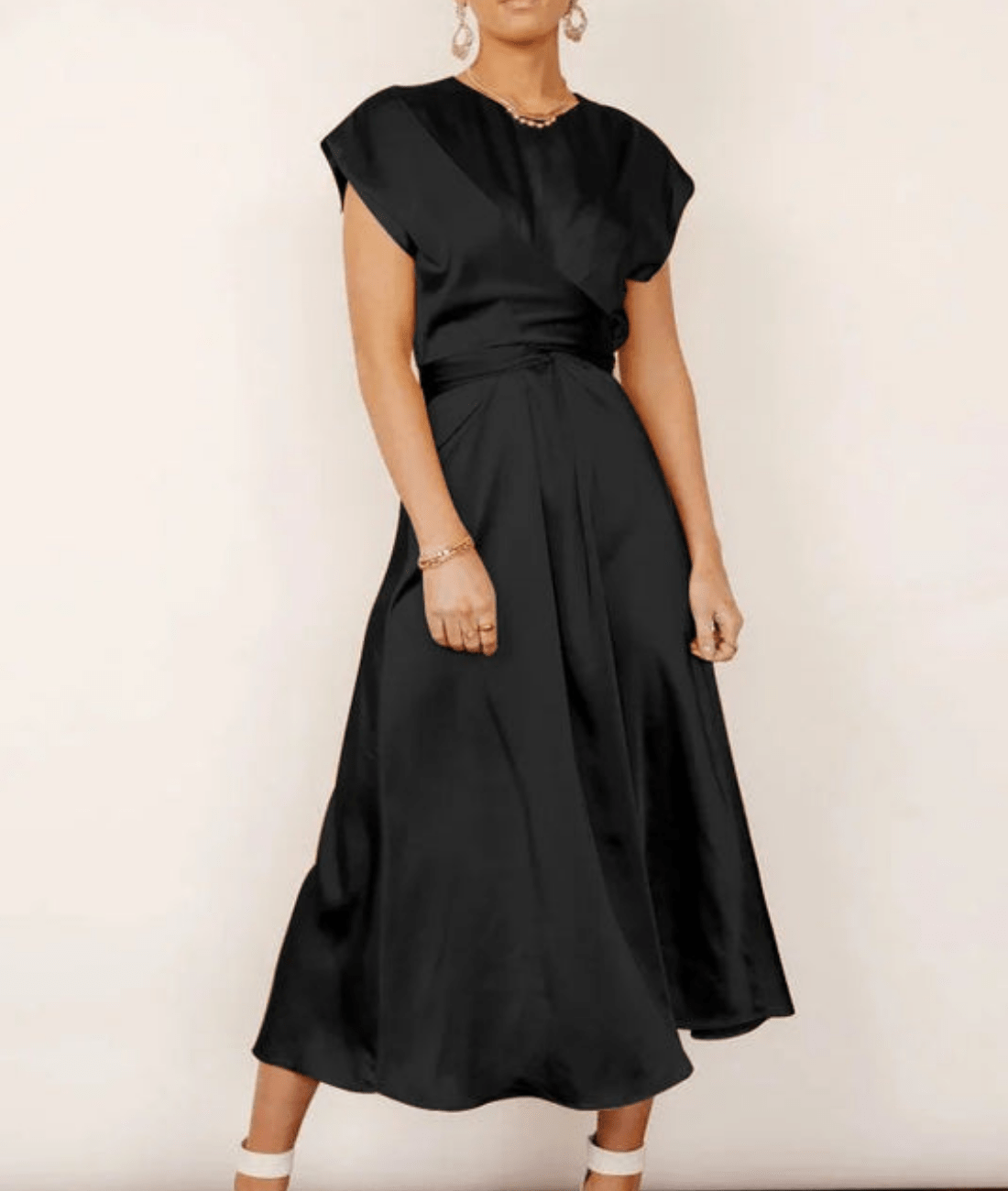 Meloria – Elegant Cap Sleeve Midi Dress