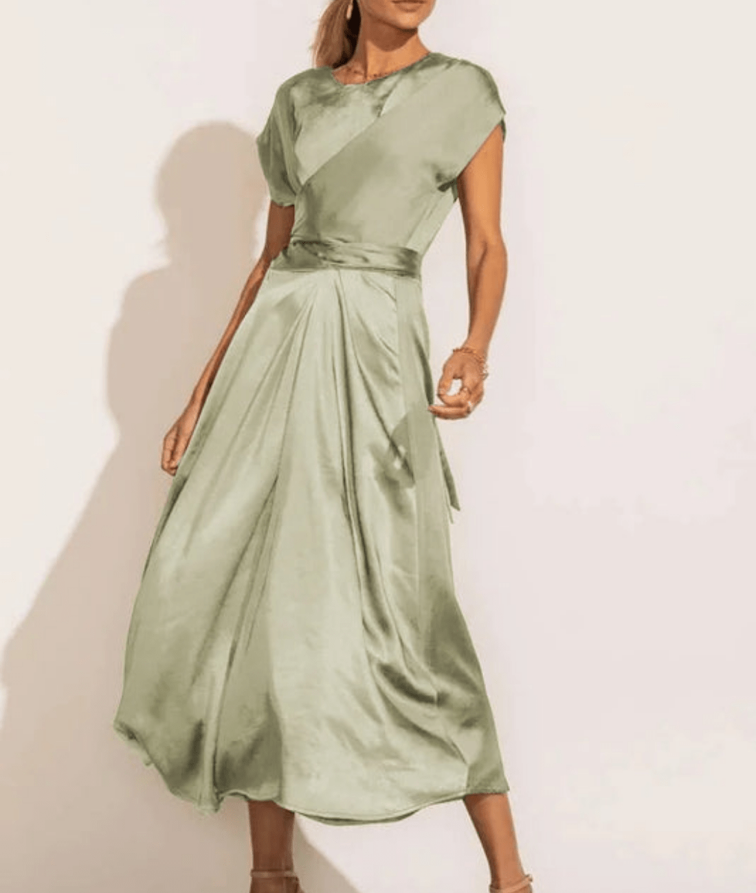 Meloria – Elegant Cap Sleeve Midi Dress