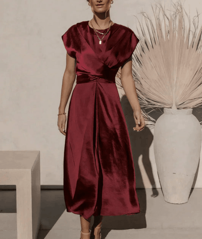 Meloria – Elegant Cap Sleeve Midi Dress