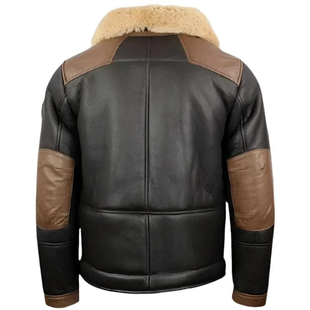 Faux Leather Aviator Jacket | Shearling Collar | Warm and Stylish