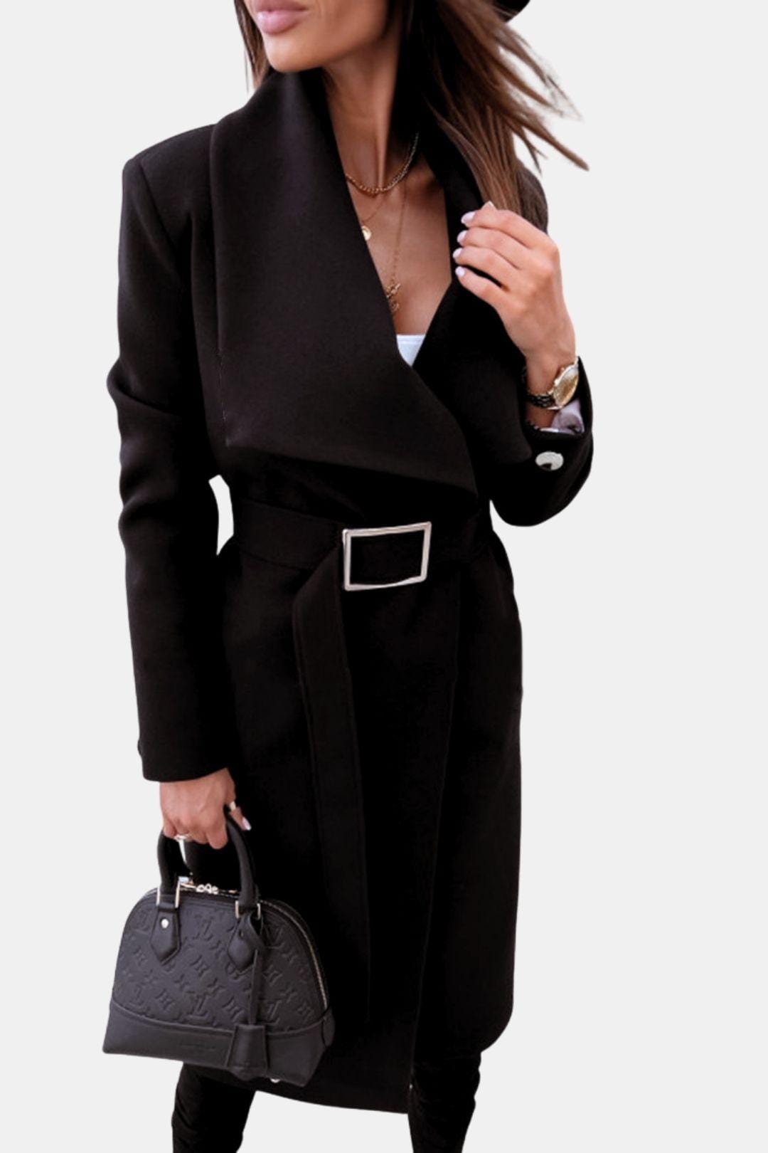 Milena - Belted V-Neck Overcoat