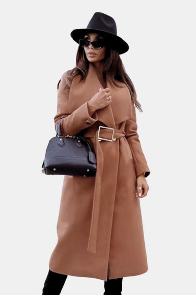 Milena - Belted V-Neck Overcoat