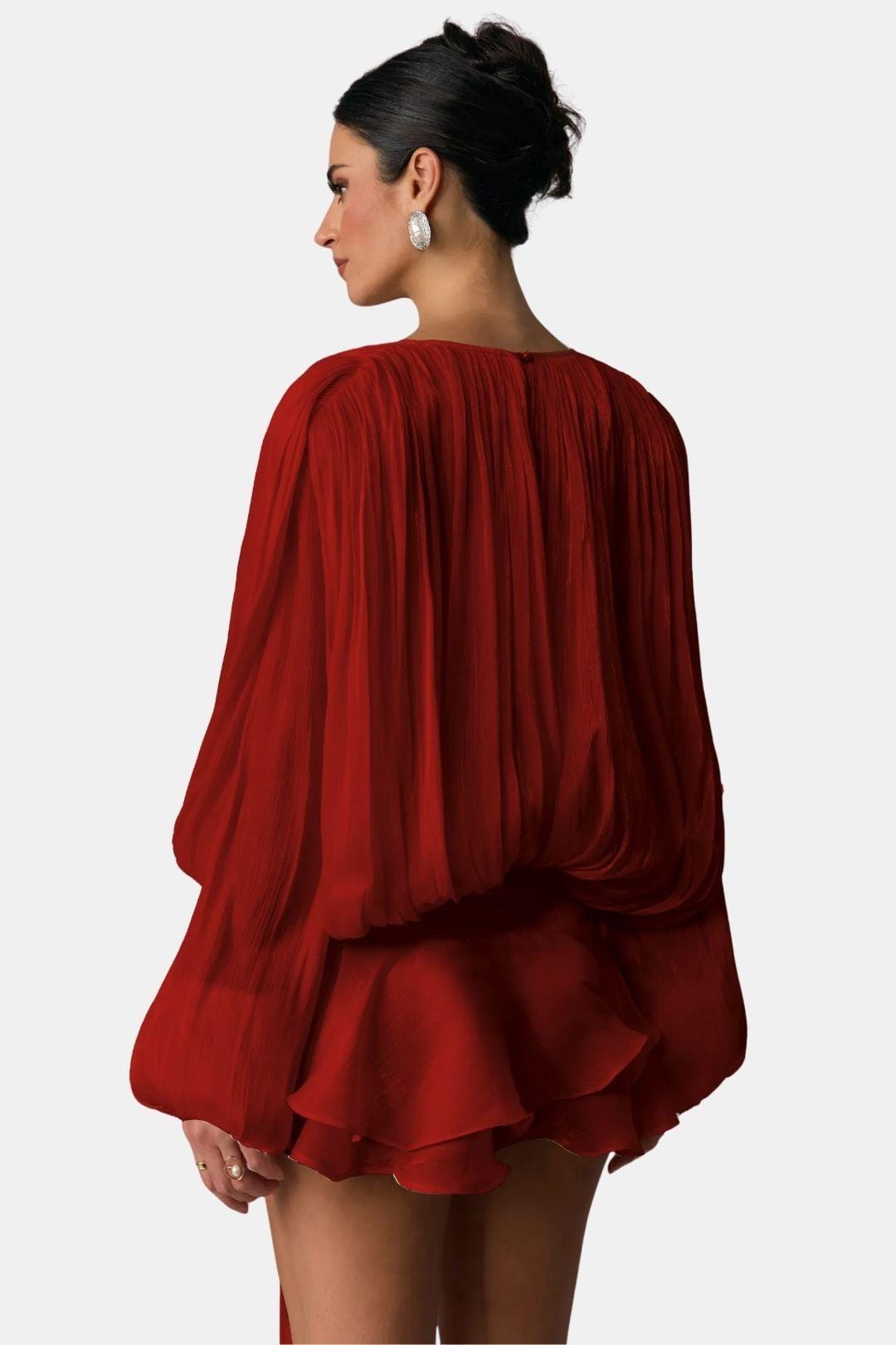 Miora –  Pleated Mini Dress with Ruched Hem