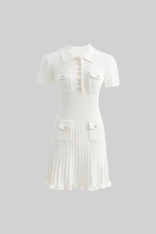 Carlotta - Short Sleeve Hourglass Midi Dress in White