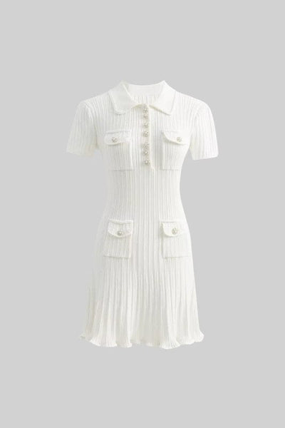 Carlotta - Short Sleeve Hourglass Midi Dress in White