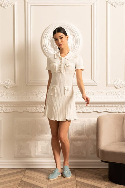 Carlotta - Short Sleeve Hourglass Midi Dress in White