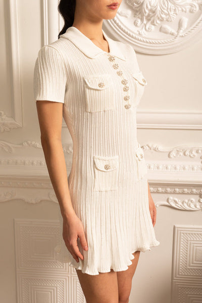 Carlotta - Short Sleeve Hourglass Midi Dress in White