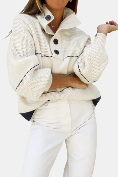 Nami – Open Collar Button Up Sweater