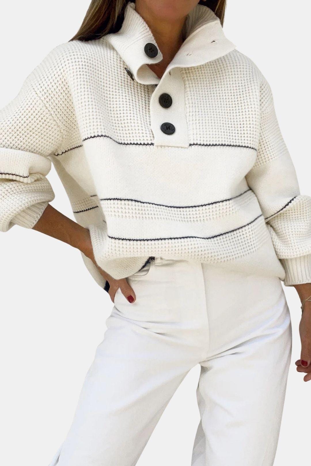 Nami – Open Collar Button Up Sweater