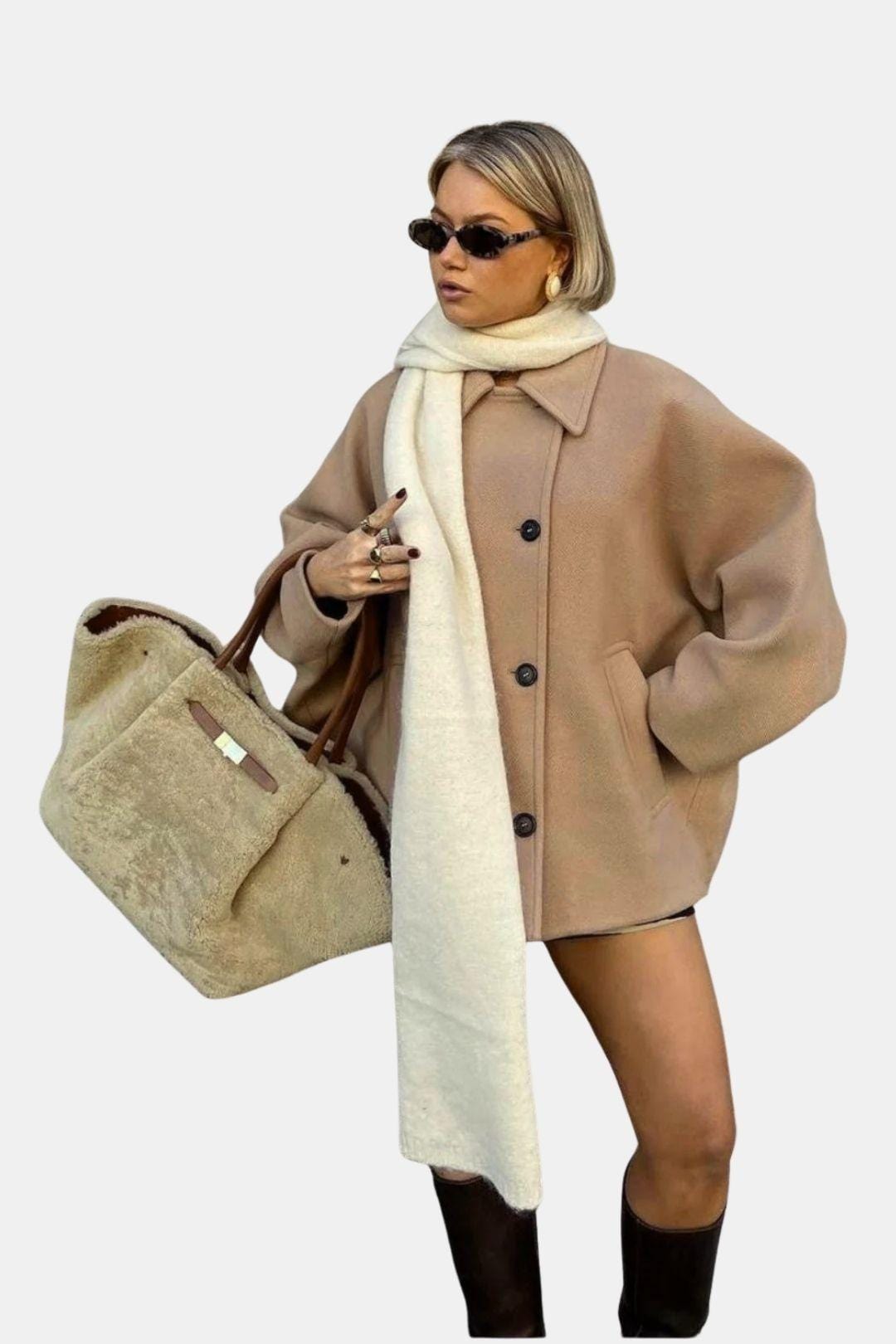 Nelly – Warm Wool Oversized Autumn Coat with Buttons for Women