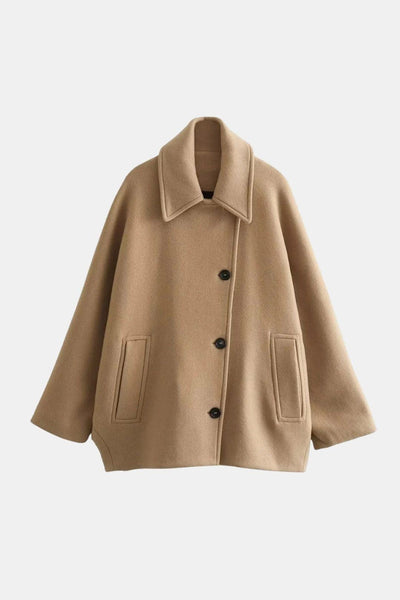 Nelly – Warm Wool Oversized Autumn Coat with Buttons for Women