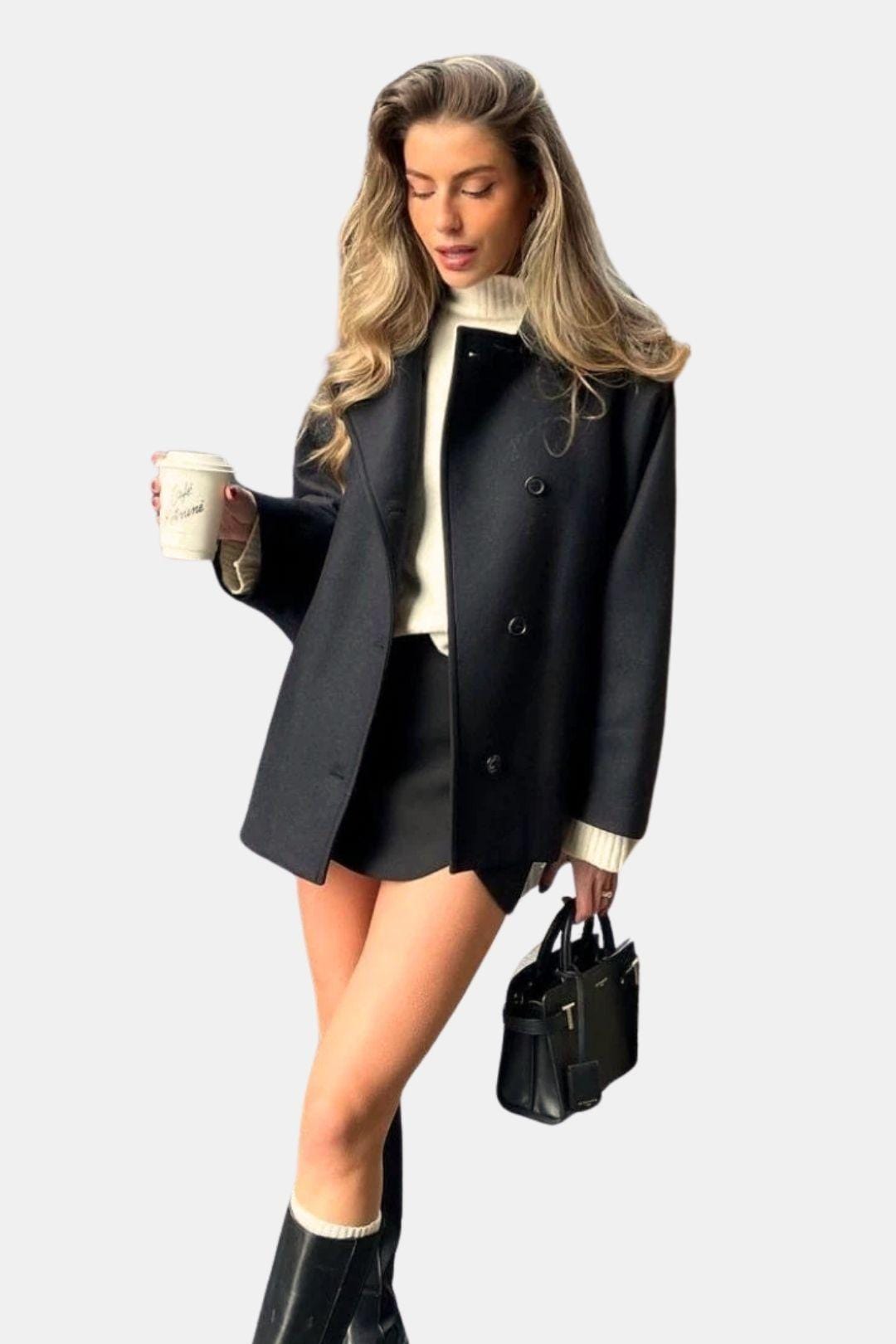 Nelly – Warm Wool Oversized Autumn Coat with Buttons for Women