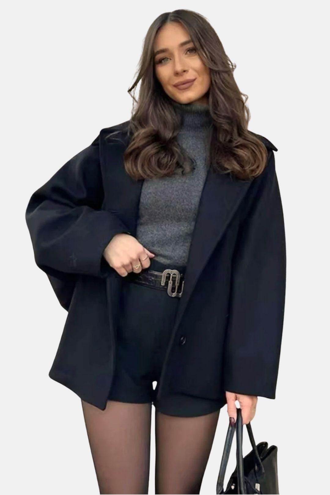 Nelly – Warm Wool Oversized Autumn Coat with Buttons for Women