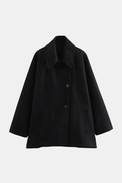 Nelly – Warm Wool Oversized Autumn Coat with Buttons for Women