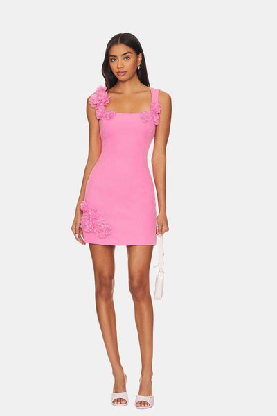 Nicky - Floral Accent Pink Mini Dress