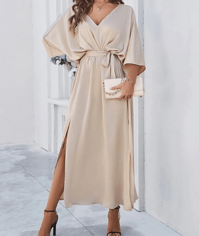 Nikoleta – V-Neck Satin Maxi Dress