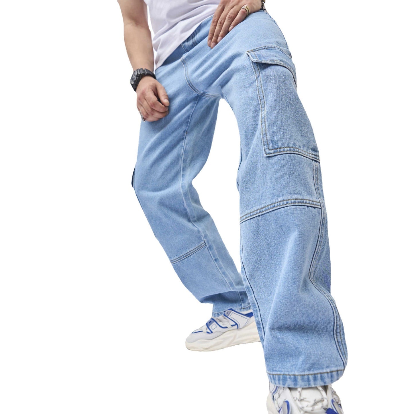 Light Blue Cargo Jeans | Functional and Stylish | Relaxed Fit