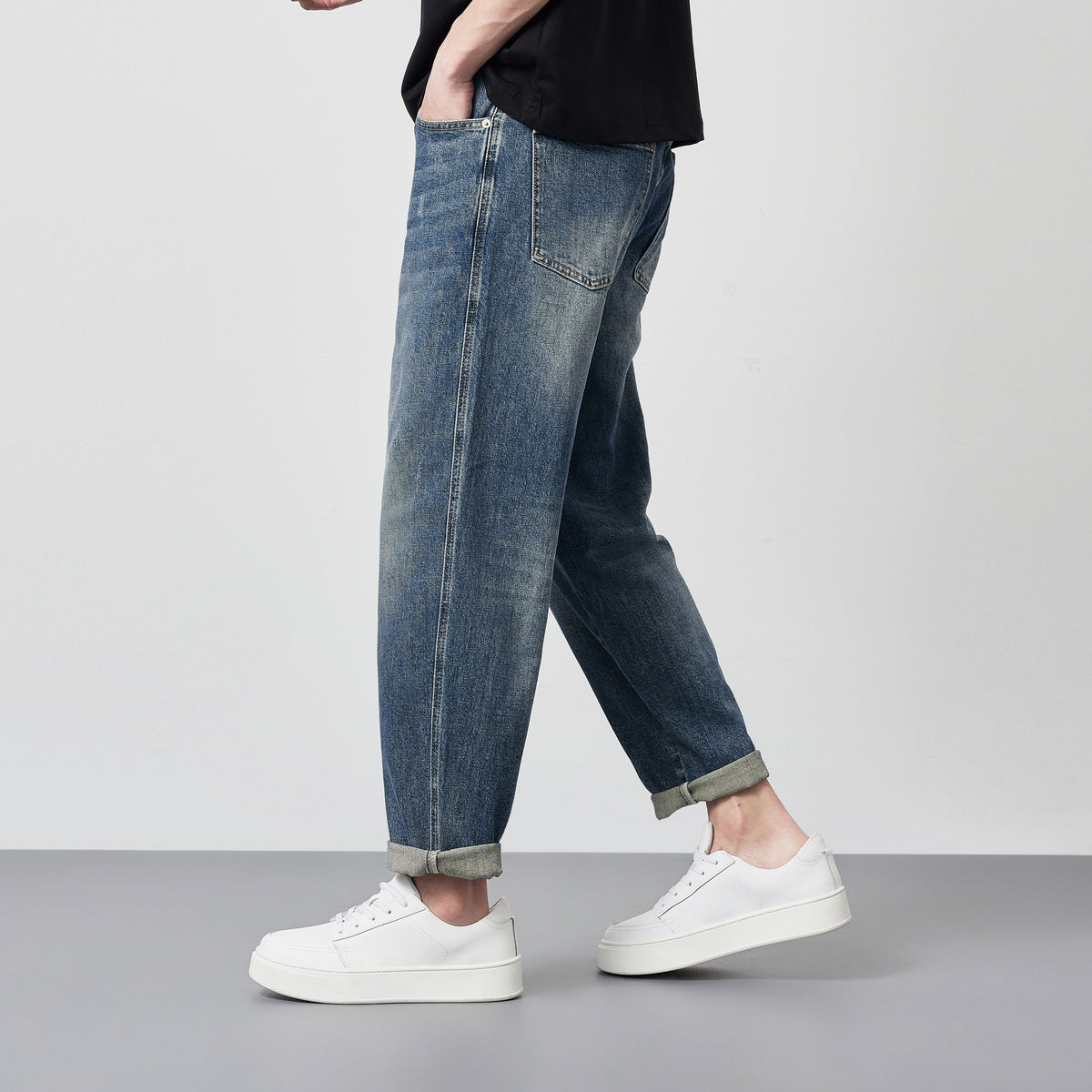 Relaxed-Fit Washed Denim Jeans | Classic Casual Style | Comfortable and Durable