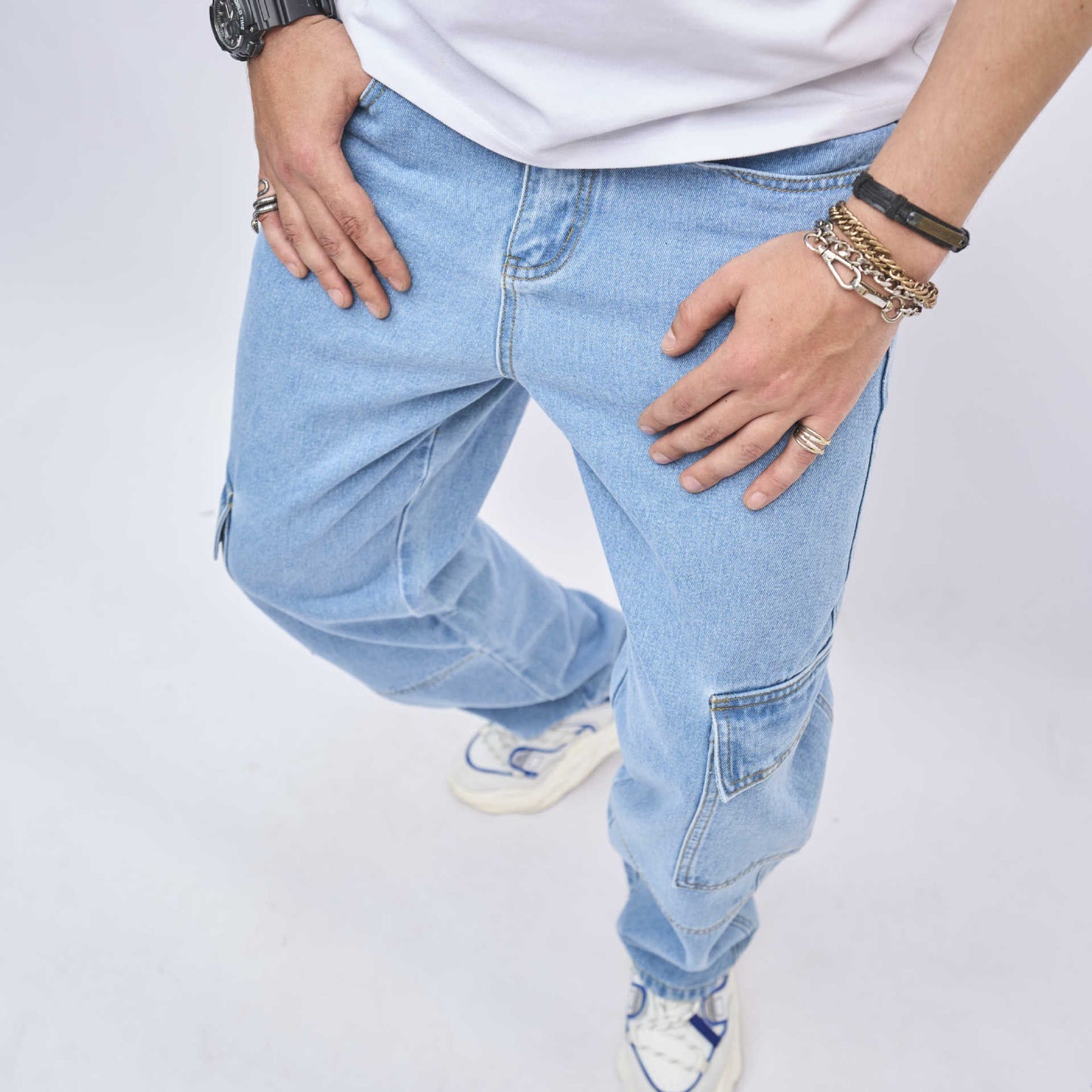 Light Blue Cargo Jeans | Functional and Stylish | Relaxed Fit