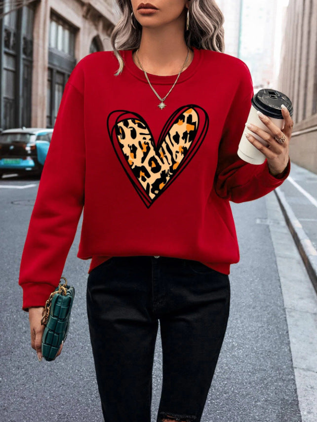 Leopard Heart Sweatshirt | Trendy Casual Wear | Stylish and Comfortable