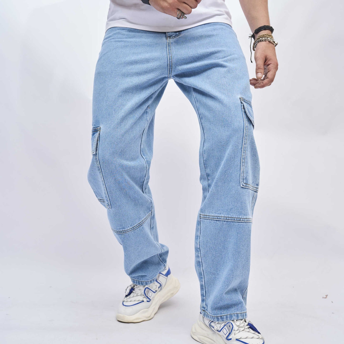 Light Blue Cargo Jeans | Functional and Stylish | Relaxed Fit