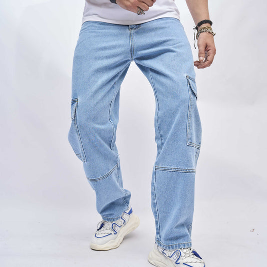 Light Blue Cargo Jeans | Functional and Stylish | Relaxed Fit