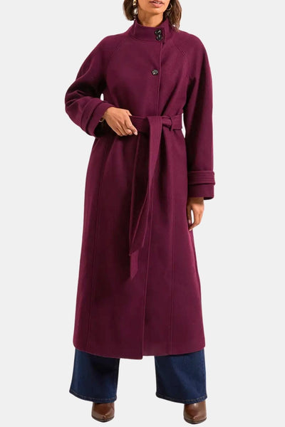 Phoebe – Classic Funnel Neck Belted Midi Coat