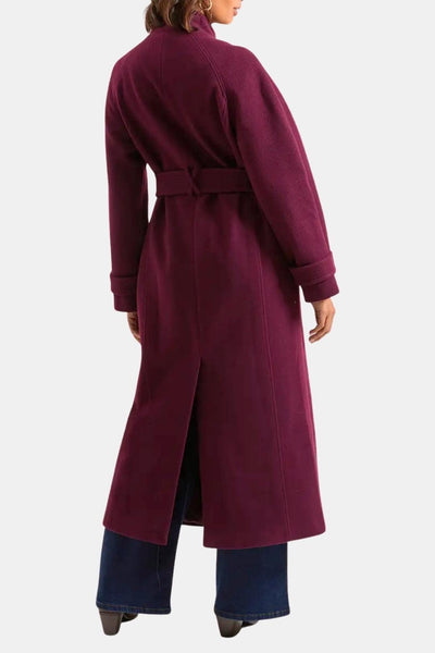 Phoebe – Classic Funnel Neck Belted Midi Coat