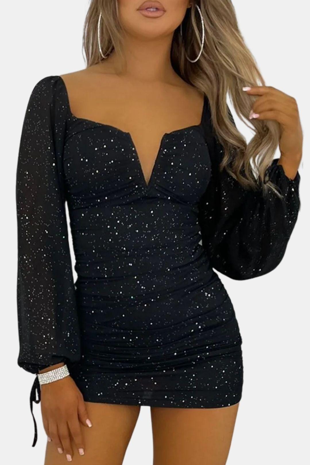 Precille – Sparkle Long Sleeve Bodycon Mini Dress