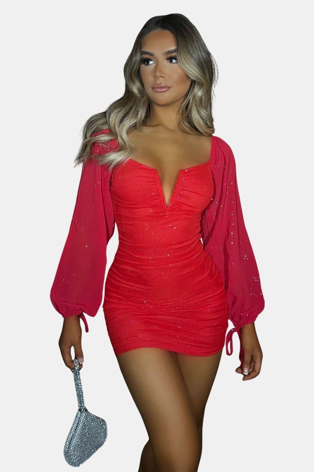 Precille – Sparkle Long Sleeve Bodycon Mini Dress