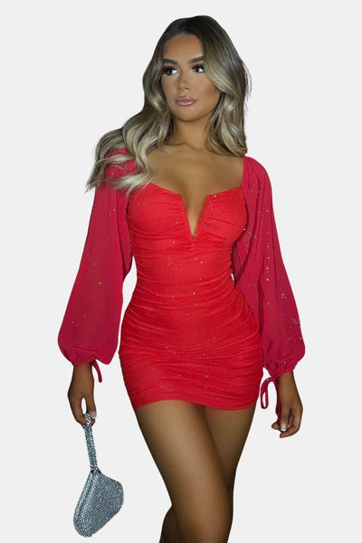 Precille – Sparkle Long Sleeve Bodycon Mini Dress