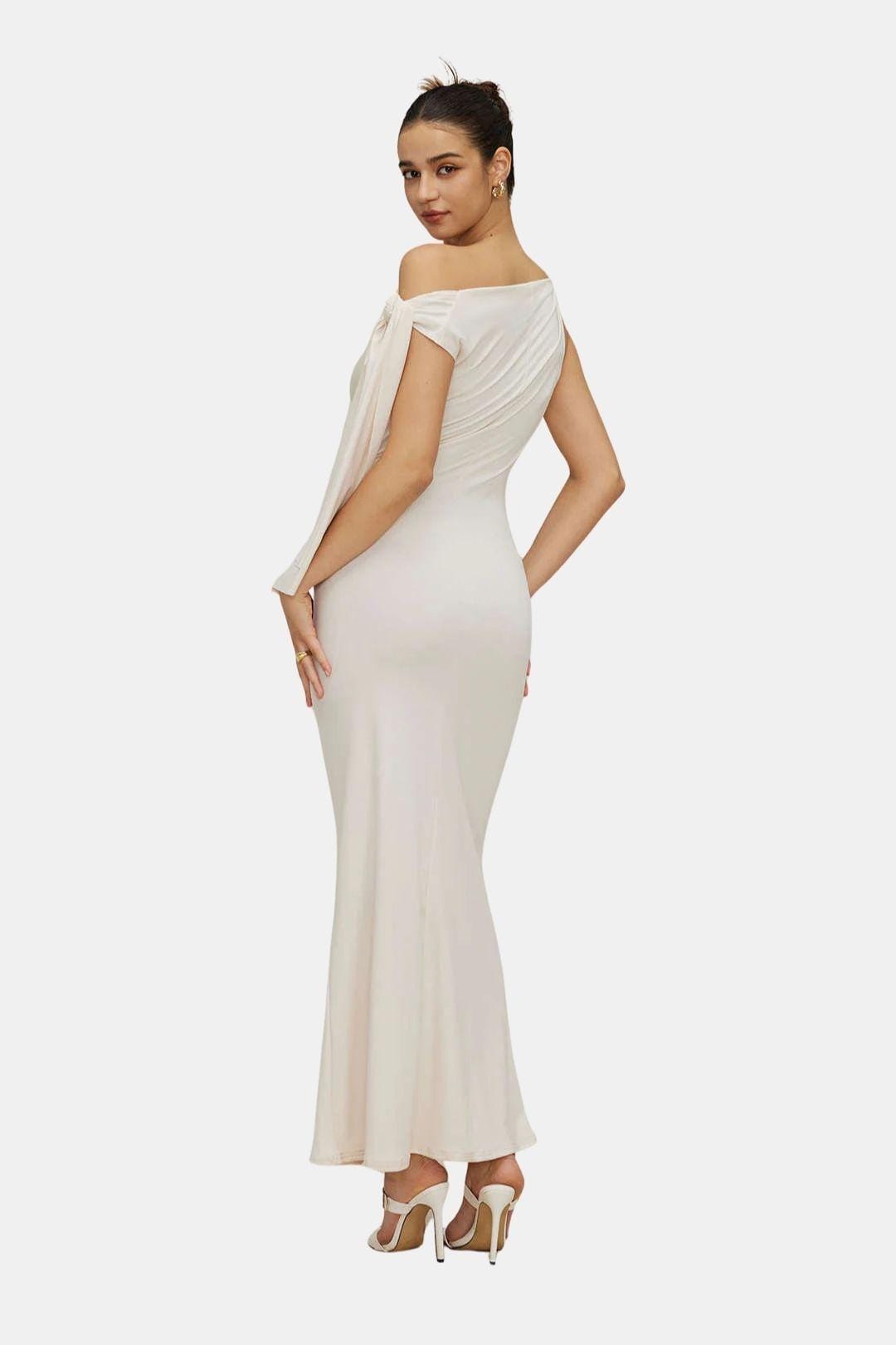 Rachel – Asymmetrical Twist Knot Mermaid Maxi Dress