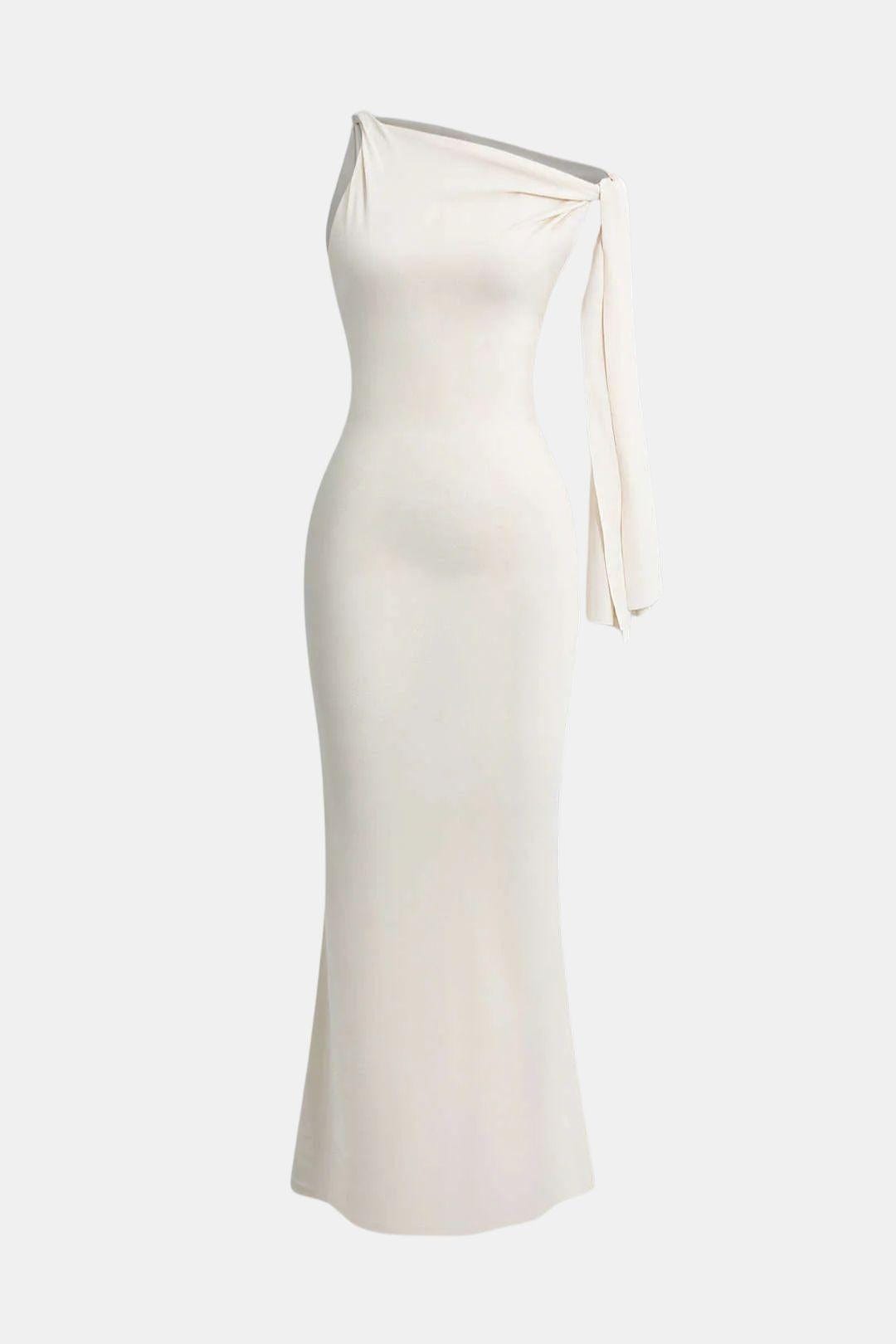 Rachel – Asymmetrical Twist Knot Mermaid Maxi Dress