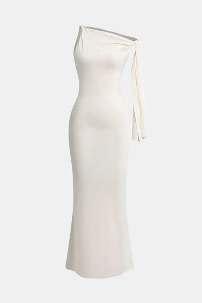 Rachel – Asymmetrical Twist Knot Mermaid Maxi Dress