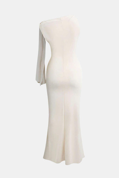 Rachel – Asymmetrical Twist Knot Mermaid Maxi Dress