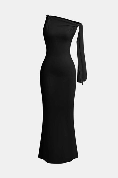Rachel – Asymmetrical Twist Knot Mermaid Maxi Dress