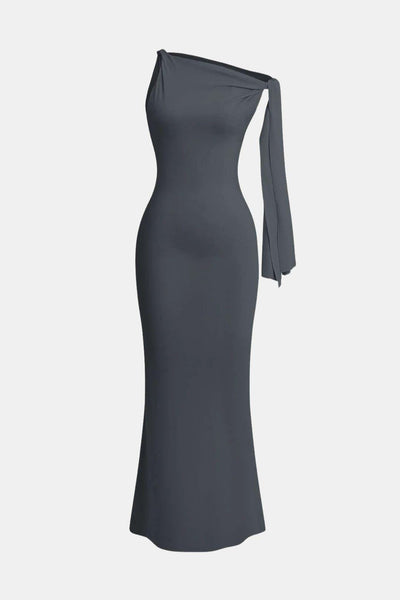 Rachel – Asymmetrical Twist Knot Mermaid Maxi Dress