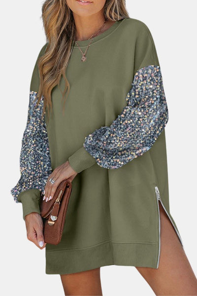 Ravina – Plaid Sleeve Sweatshirt Dress