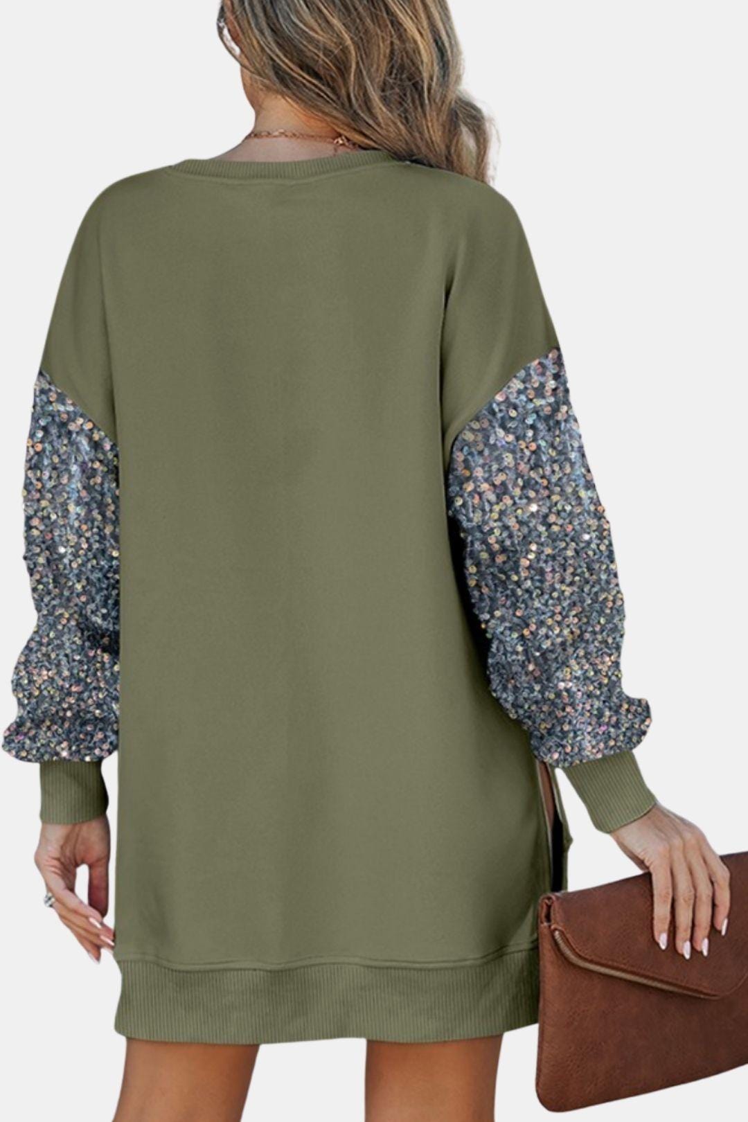 Ravina – Plaid Sleeve Sweatshirt Dress