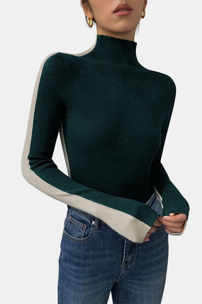 Rebecca – Two-Tone Long Sleeve Knit Top