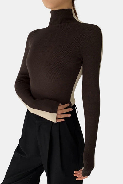 Rebecca – Two-Tone Long Sleeve Knit Top