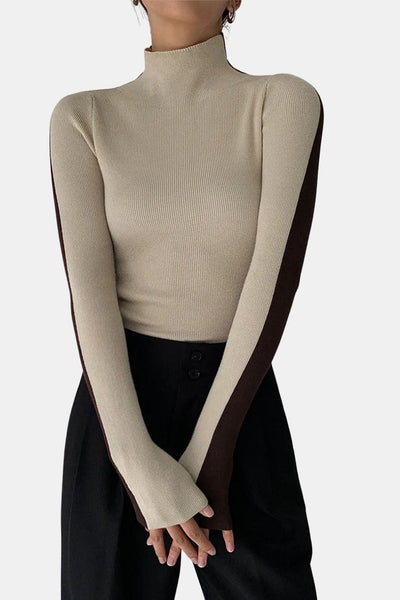 Rebecca – Two-Tone Long Sleeve Knit Top