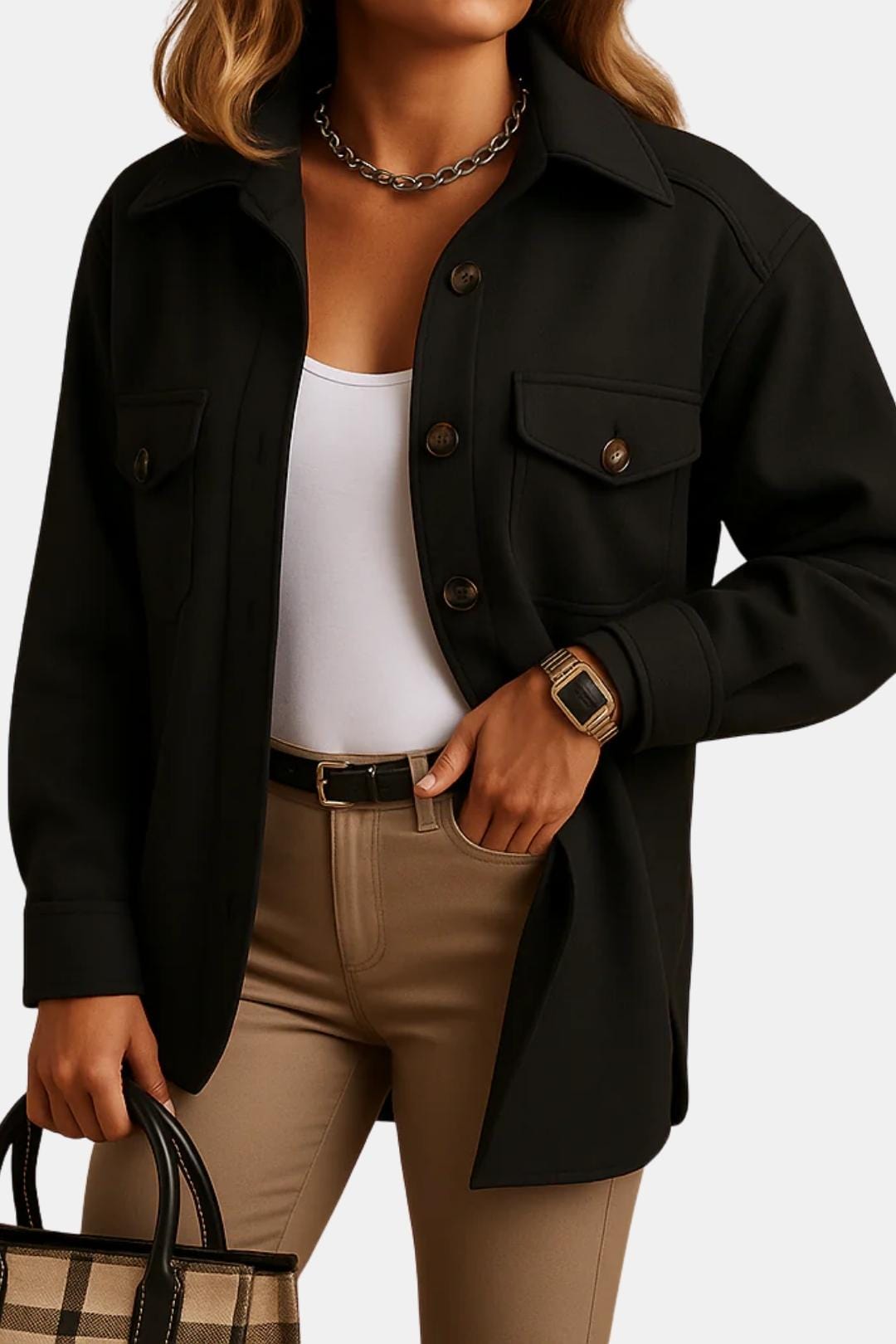 Renée – Wind & Waterproof Women’s Jacket with Collar and Buttons