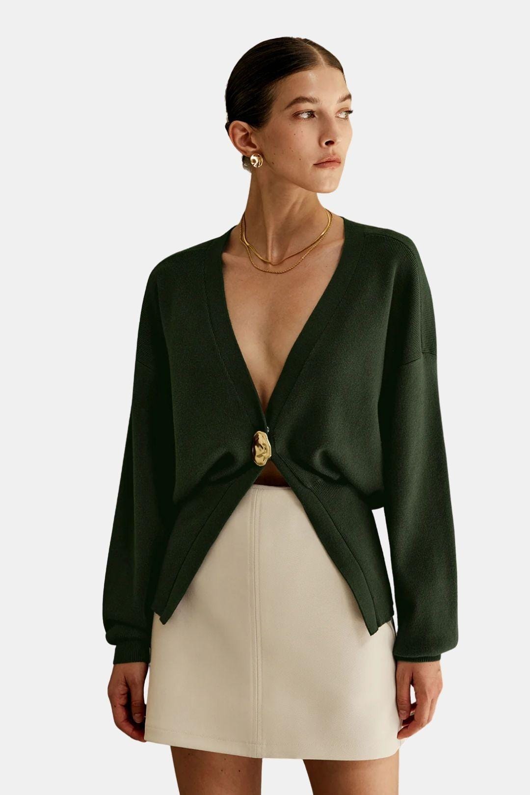 Riley – Golden Button Knit Cardigan