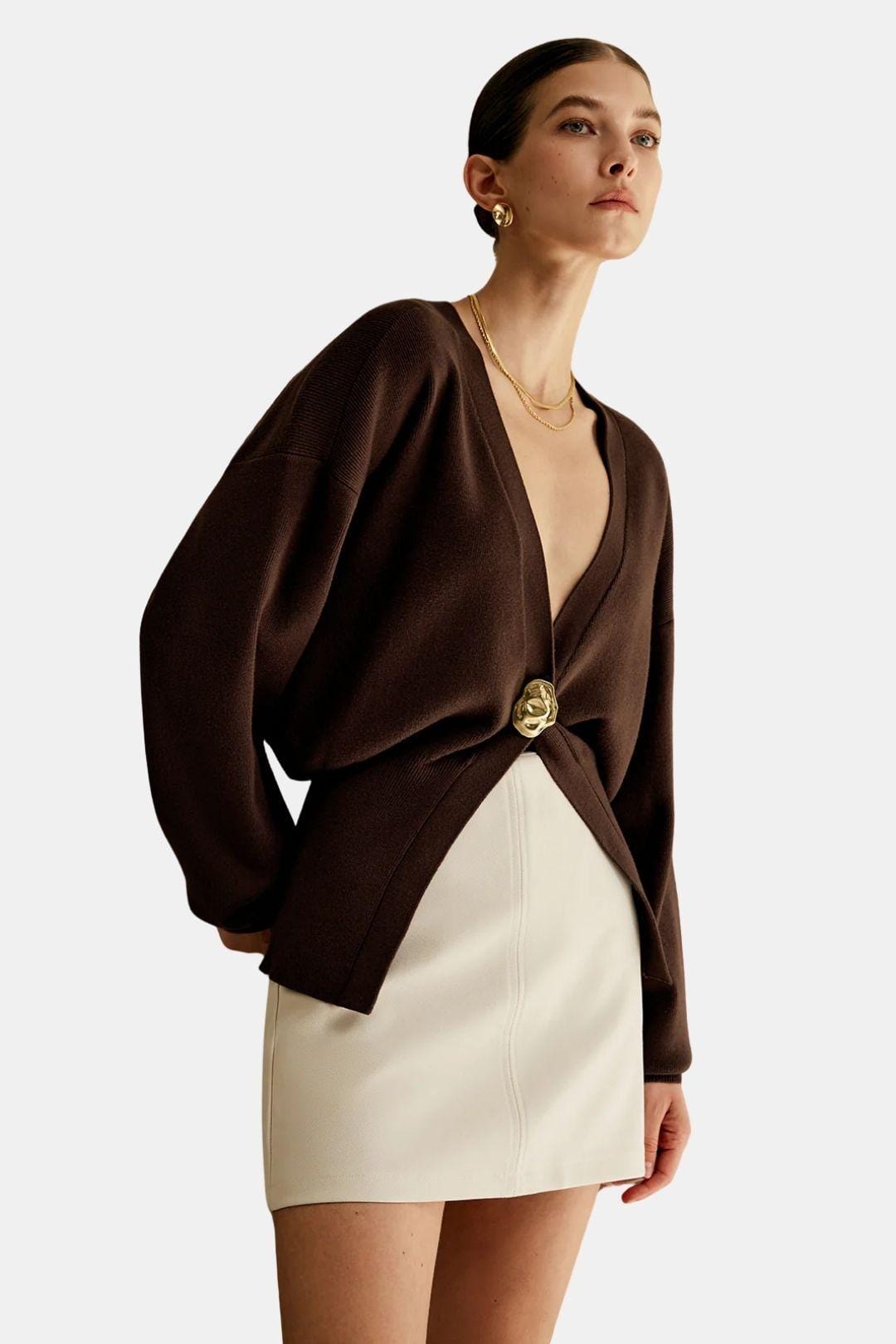 Riley – Golden Button Knit Cardigan