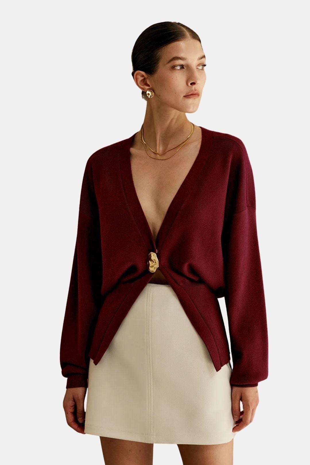 Riley – Golden Button Knit Cardigan